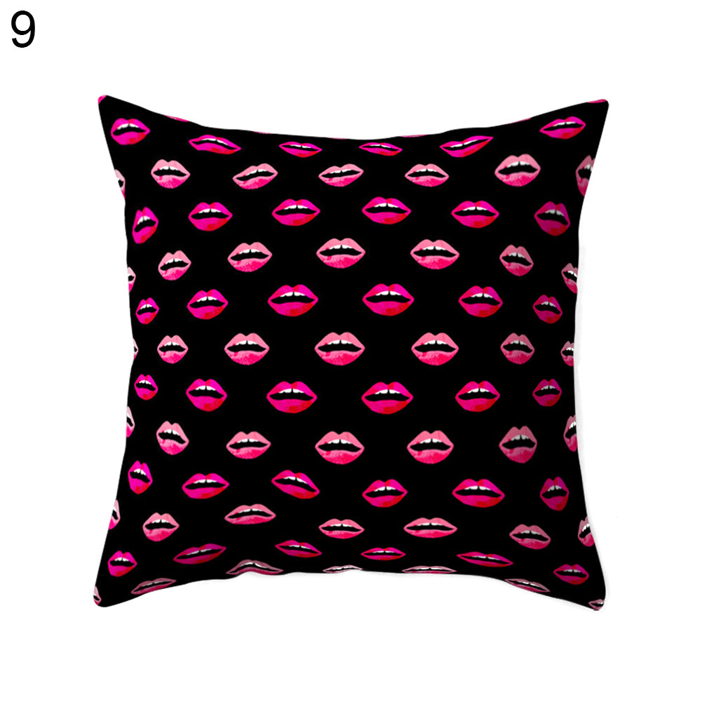 Hot Sexy Lips Print Square Throw Pillow Cover Cushion Case Car Home Sofa Decor