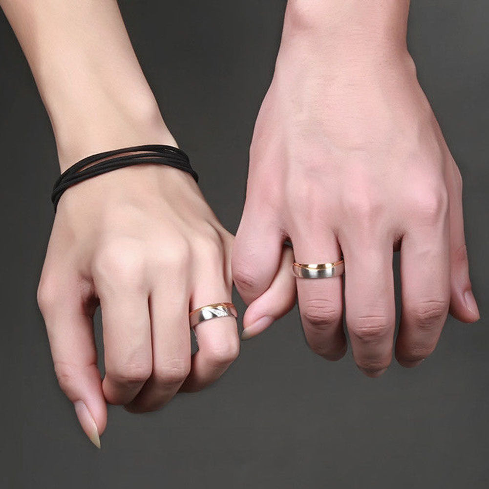 Fashion Gold Plated Titanium Steel Lover Ring Wedding Band Bridal Jewelry Gift