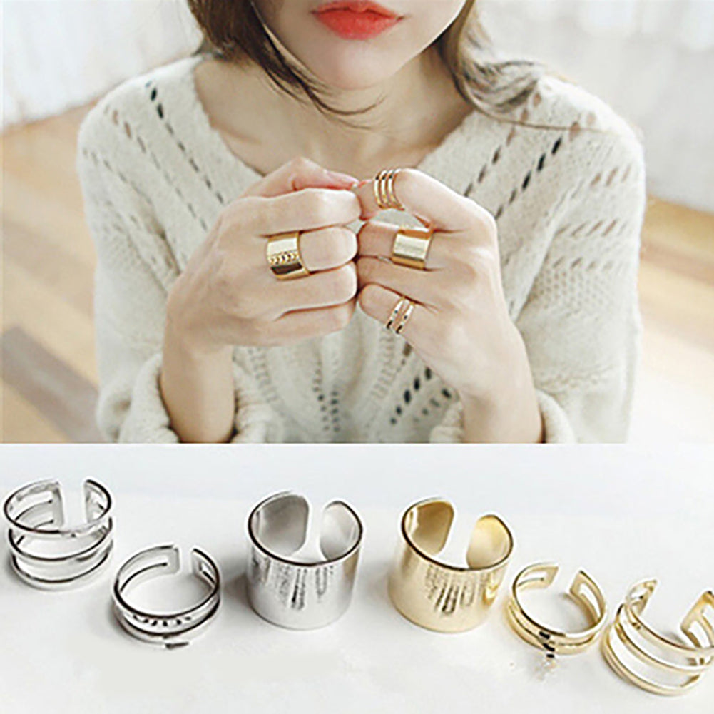 3 Pcs/Set Fashion Open Rings Midi Finger Knuckle Stack Rings Charms Xmas Gift