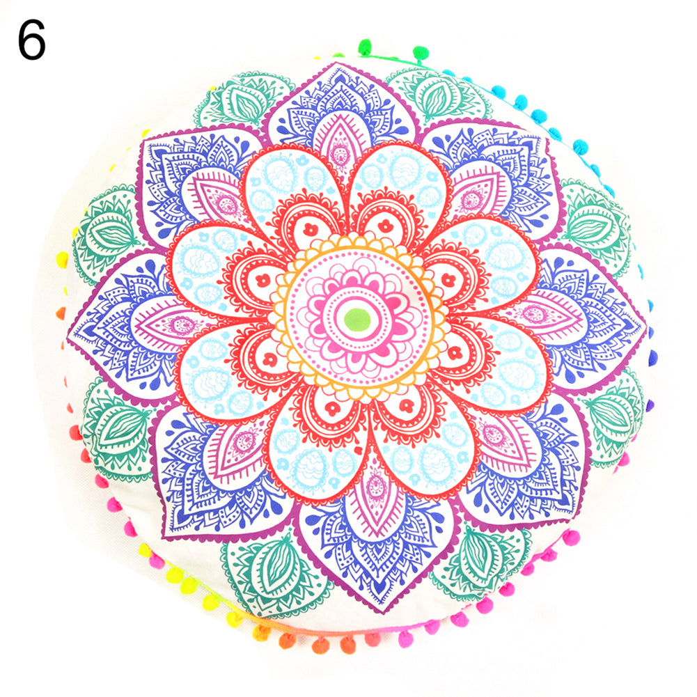 Indian Mandala Floor Round Pillow Case Meditation Boho Cushion Cover Decoration