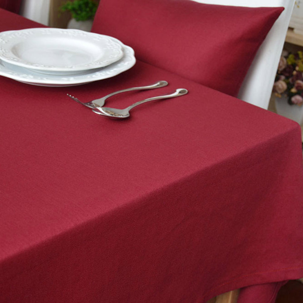 Solid Color Table Cloth Cotton Linen Rectangle Tablecloth Washable Desk Cover