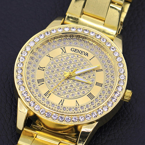 Men's Women's Fashion Rhinestone Inlaid Wristwatch Luxury Analog Business Watch