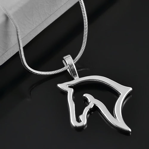 Men Women Fashion Unique Hollow Horse Head Pendant Sweater Chain Necklace Gift