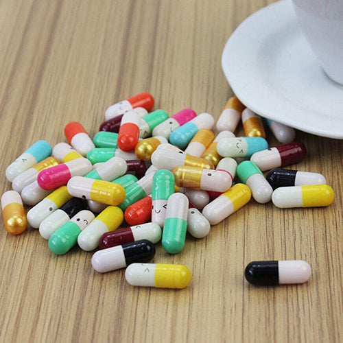 50 Pcs Message Storage Bottle Capsule Letter Cute Love Friendship Half Color Pill