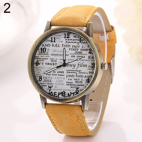 Men Women Fashion Graffiti Retro Cowboy Fabric Analog Quartz Casual Wrist Watch