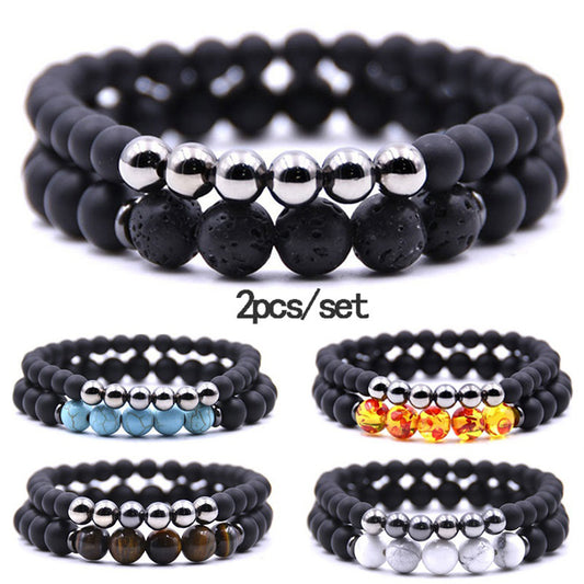 2Pcs Unisex Club Pub Jewelry Fashion Natural Stone Buddha Yoga Bracelets Set