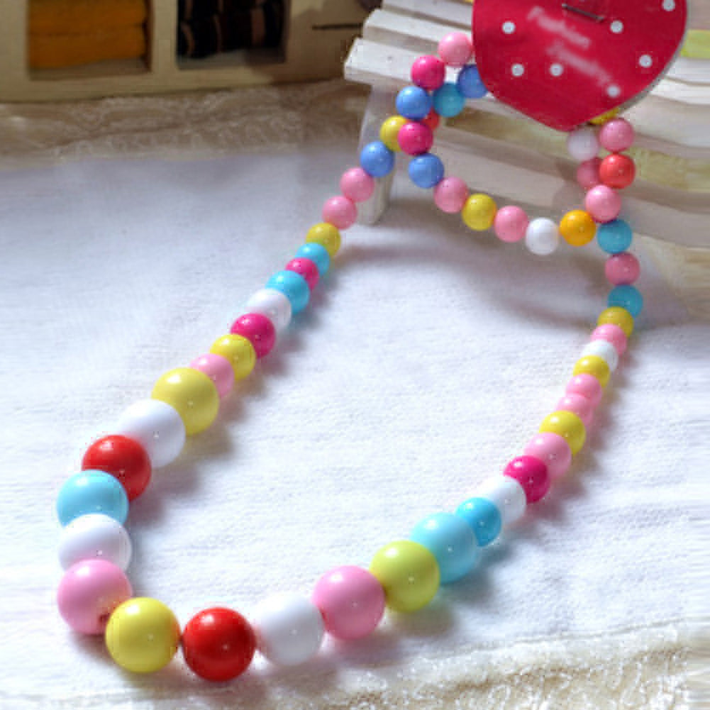 Toddler Baby Girl Colorful Beads Chain Necklace Princess Jewelry Birthday Gift