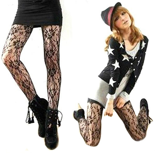 Fashion Sexy Women Soft Tights Rose Pattern Pantyhose Breathable Stockings