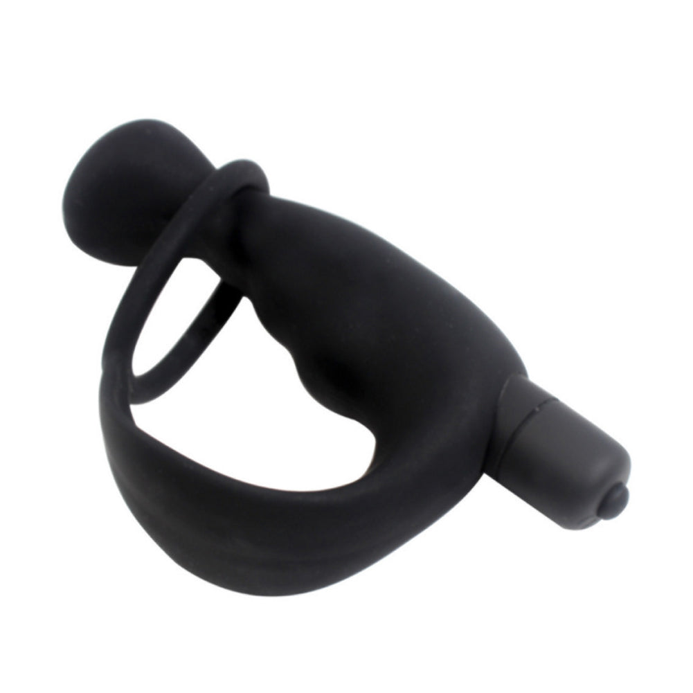 Men Silicone G-spot Vibration Penis Ring Anal Plug Massager Adult Sexual Toys