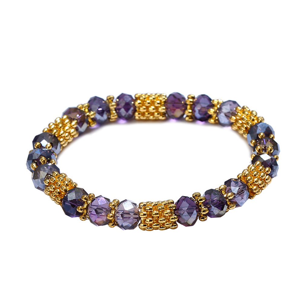 Fashion Elegant Faux Crystal Alloy Elastic Beaded Bracelet Women Jewelry Gift