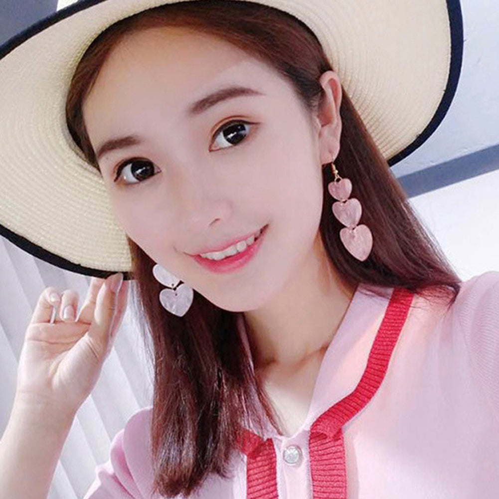 Fashion Three Love Heart Dangle Hook Earrings Women Girls Party Cocktail Jewelry