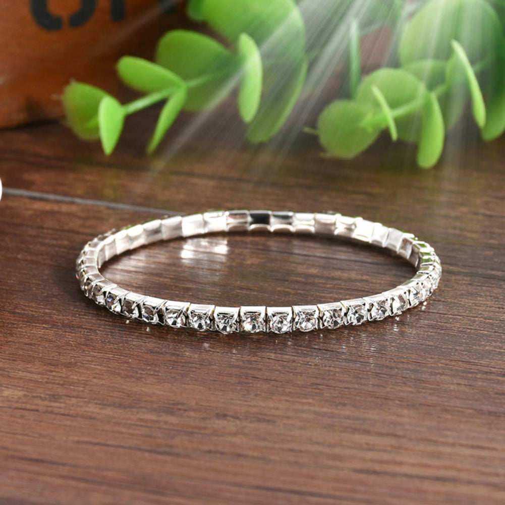 Multirow Rhinestone Stretch Bracelet Bangle Cuff Wedding Bridal Gift for Women