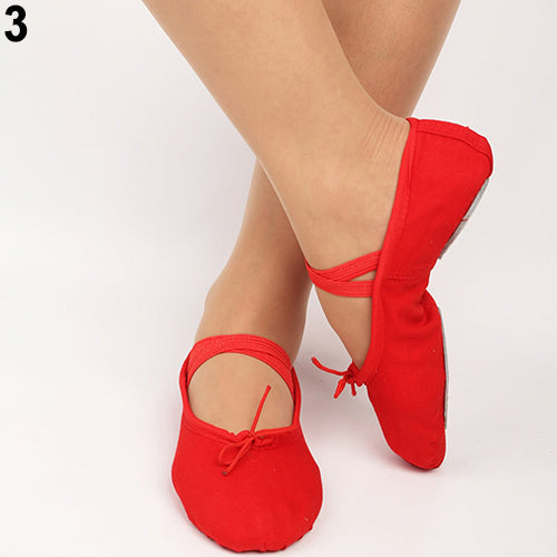 Kid Adult Canvas Soft Ballet Dance Shoes Pointe Dancing Gymnastics Slippers