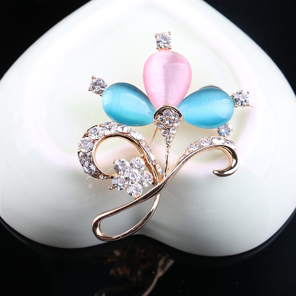 Faux Opal Rhinestones Tulip Jewelry Women Girls Fashion Scarf Shawl Brooch Pin