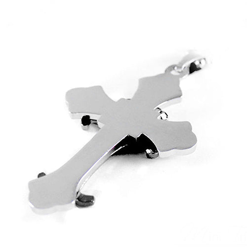 Men's Women's Unisex Stainless Steel Cross Pendant Cord Chain Necklace