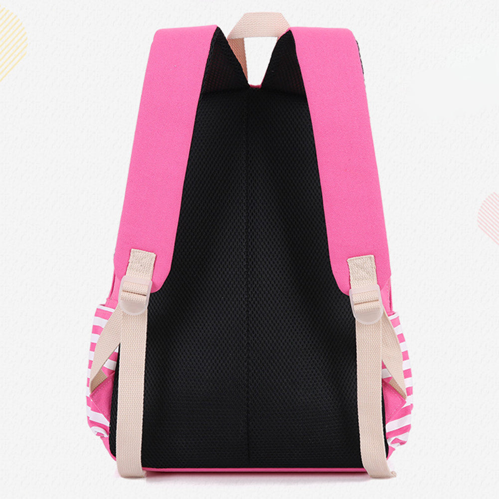 Fashion Backpack Striped Letters Embroidered School Bag Rucksack Shoulders Bag