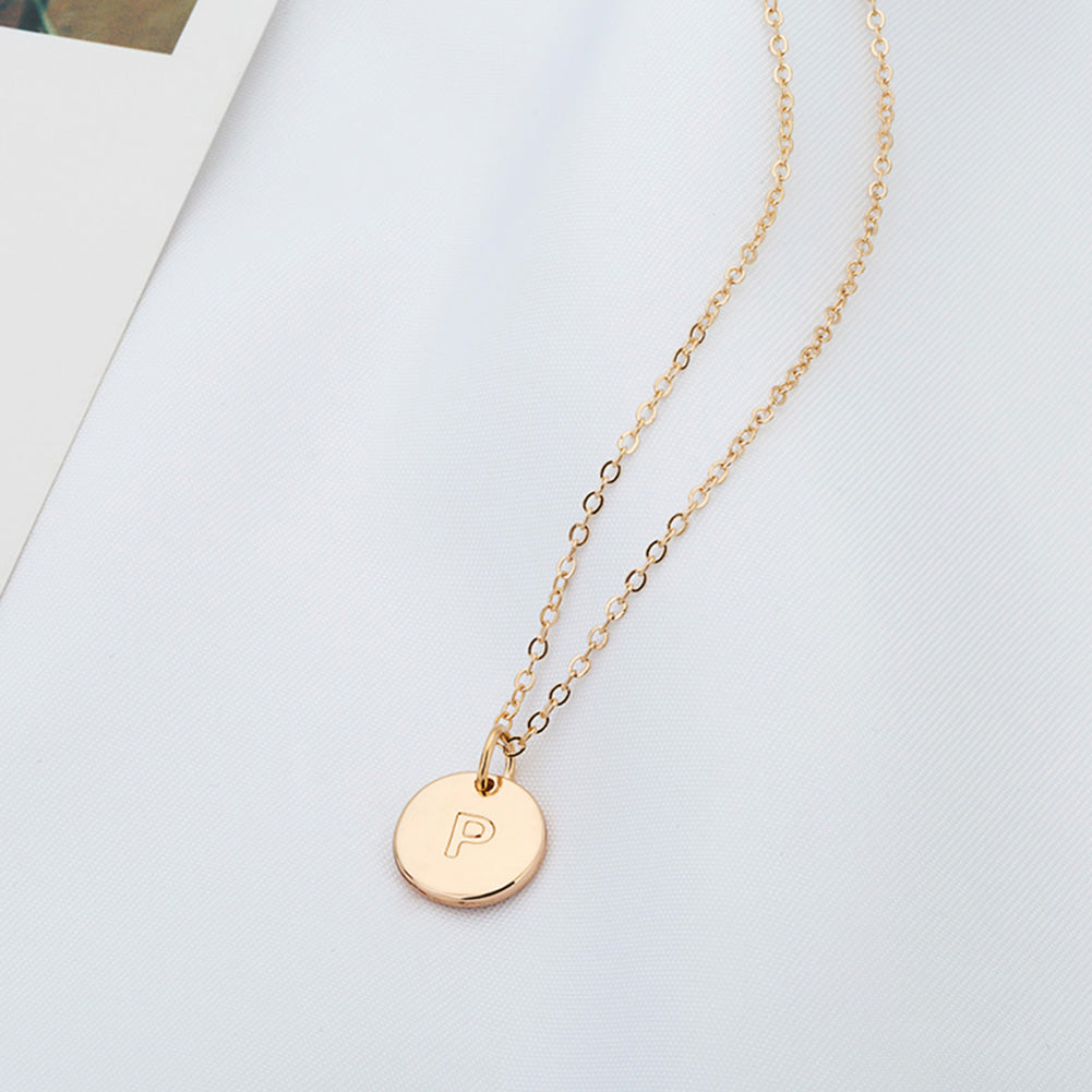 Fashion Simple Letter Round Pendant Chain Necklace Women's Jewelry Party Gift