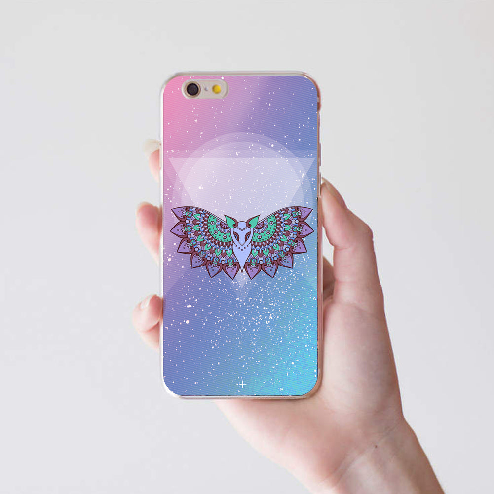 Multicolor Flying Owl Print Hard Back Case for iPhone 5C 6S 7 Samsung Galaxy S7