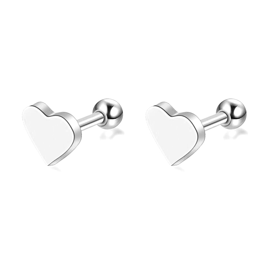 Simple Heart Alloy Ear Cartilage Tragus Piercing Stud Earrings Women Jewelry