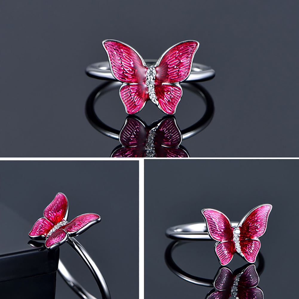 Fashion Butterfly Shiny Rhinestone Ring Women Party Cocktail Jewelry Charm Gift