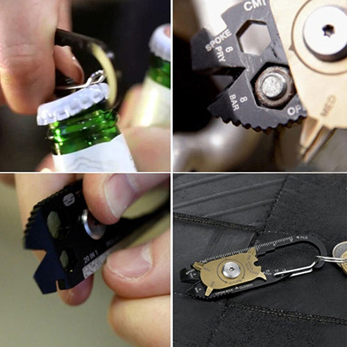 Outdoor EDC Keychain 20-In-1 Pocket Multi Tool Bottle Opener Wrench Screwdriver