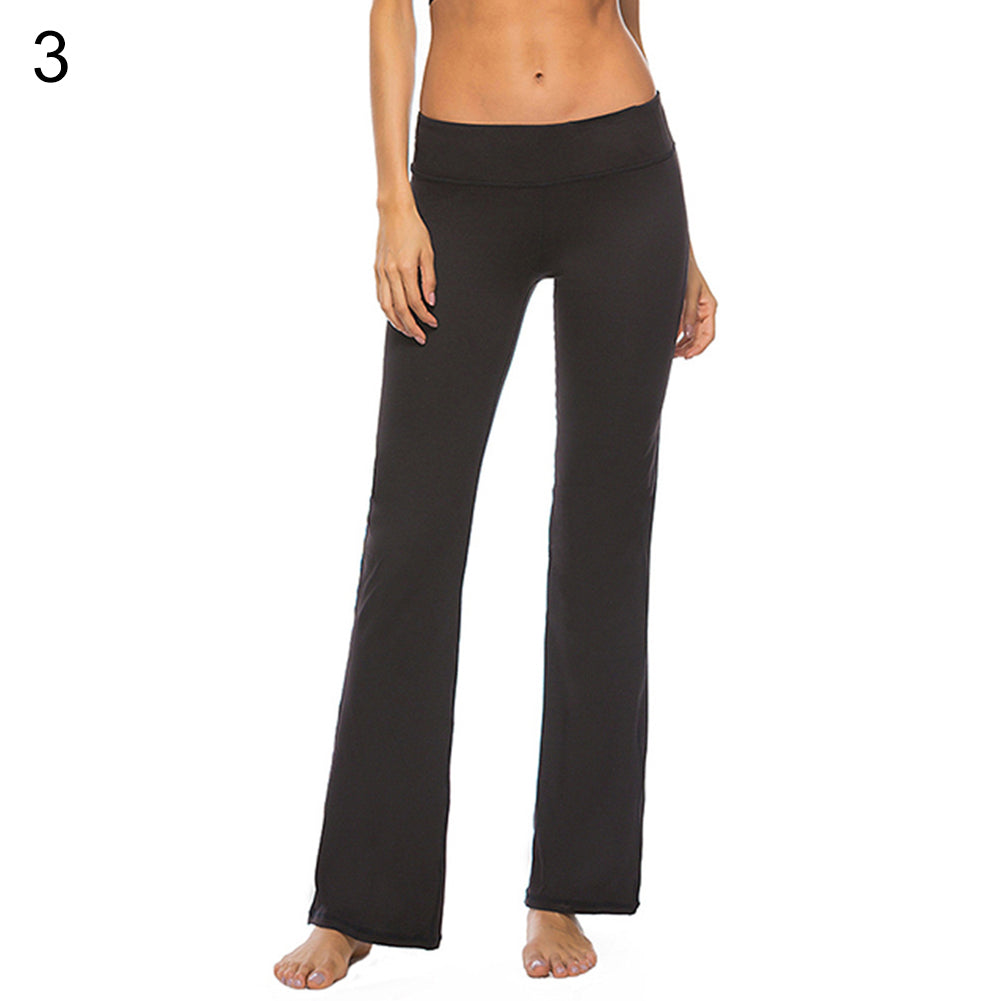 Solid Color Elastic Women's Gym Fitness Yoga Casual Loose Long Pants Trousers