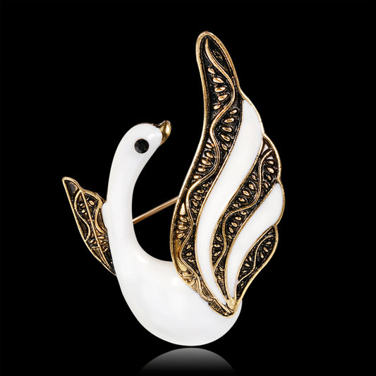 Vintage Alloy Wing Swan Brooch Pin Women Suits Scarf Clothes Jewelry Decor Gift