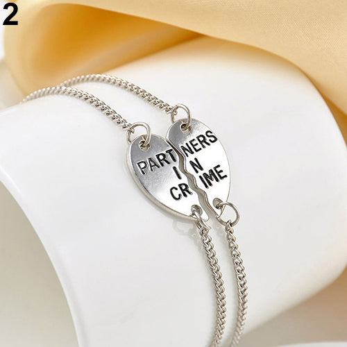2Pcs Women's Break Heart Chain Partners Best Friend Sisters Bracelets Gift