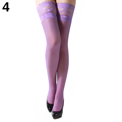 Women's Sexy Floral Lace Top Sheer Nightclub Thigh High Over The Knee Stockings