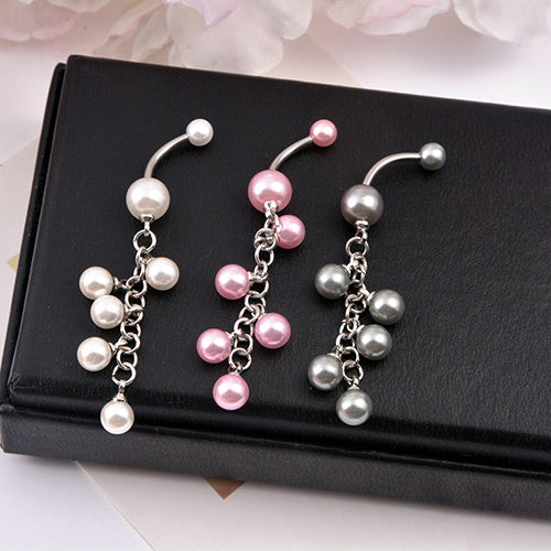 Women's Fashion Faux Pearls Body Piercing Navel Belly Button Ring Xmas Gift