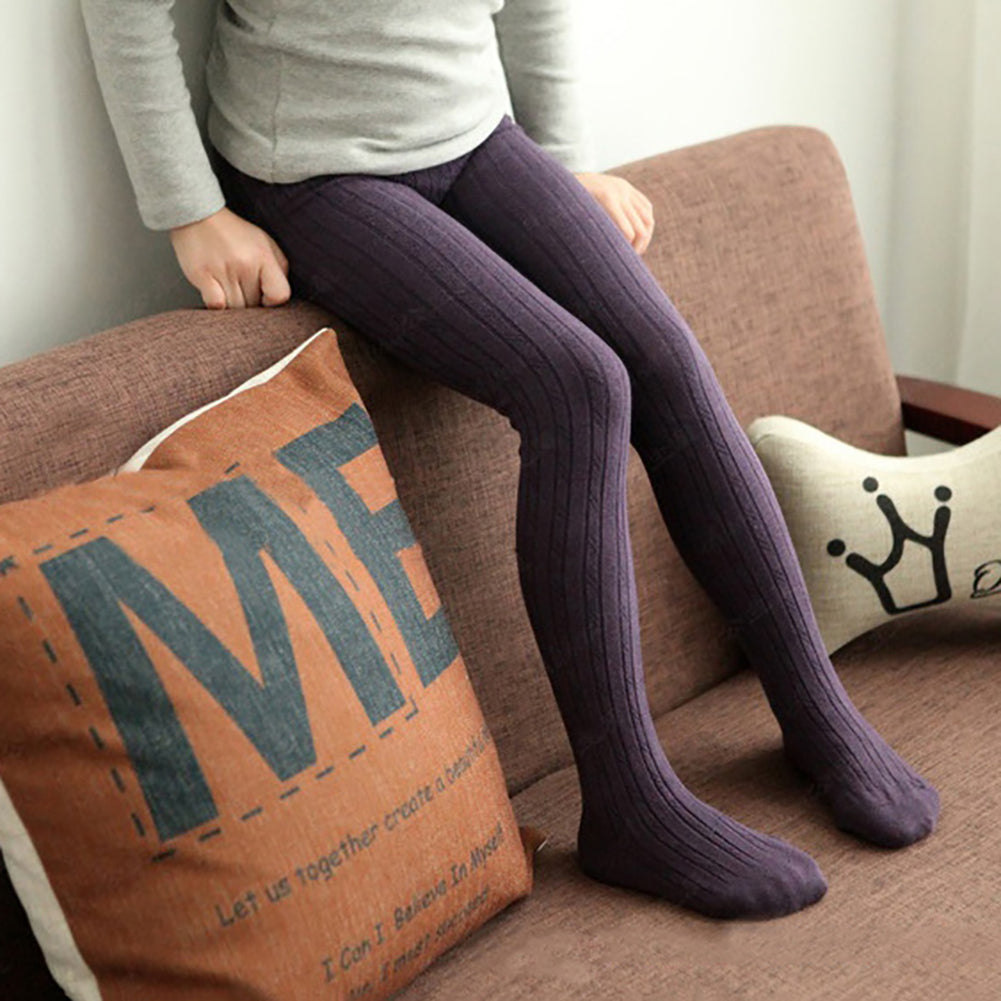 Kids Girls Solid Color Warm Cotton Pantyhose Dance Long Socks Stockings Leggings