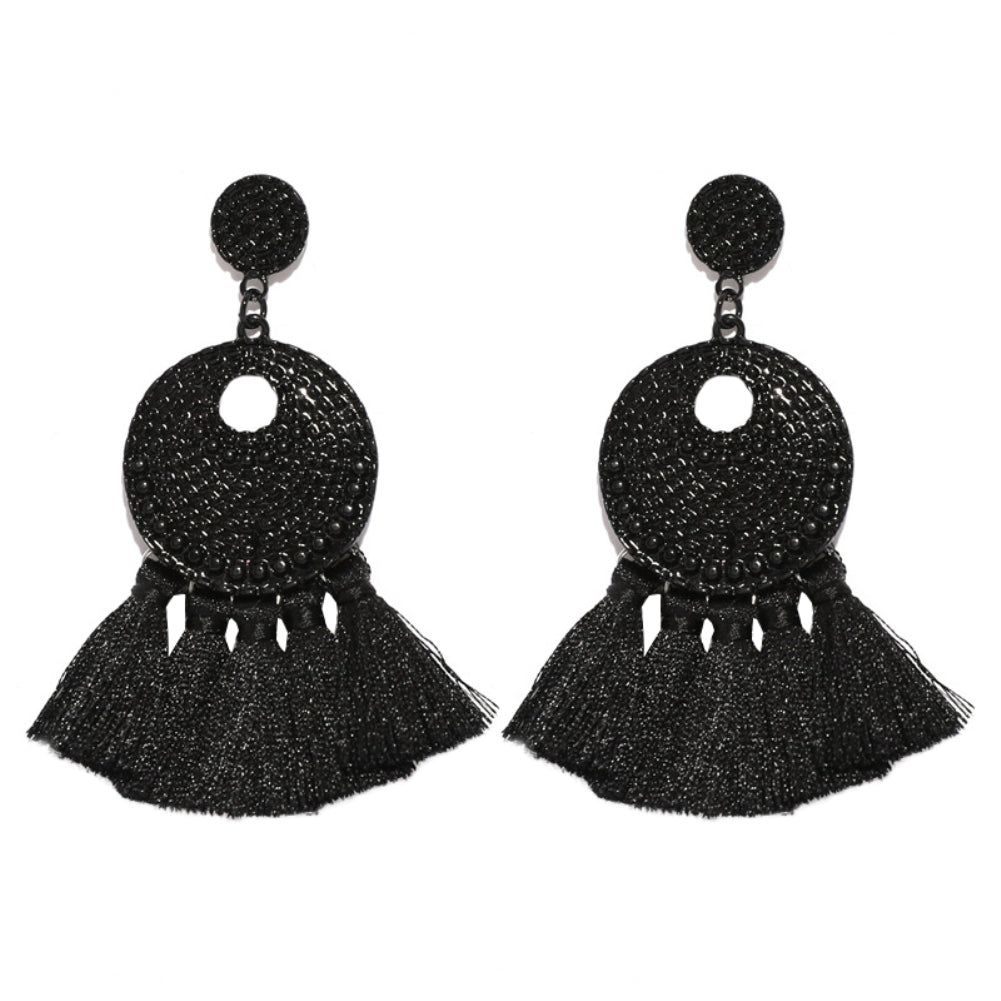 Vintage Round Tassel Earrings Club Party Accessory Women Jewelry Birthday Gift