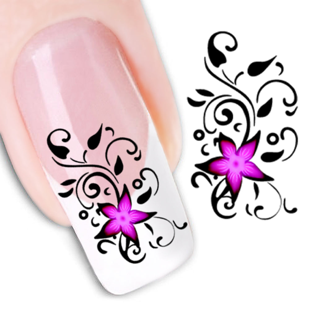 Elegant Women Butterfly Flower Peacock Feather Water Transfer Nail Art Sticker
