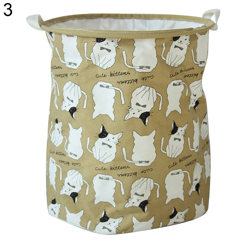 Cartoon Pattern Laundry Basket Home Washing Sorter Hamper Cotton Storage Bag