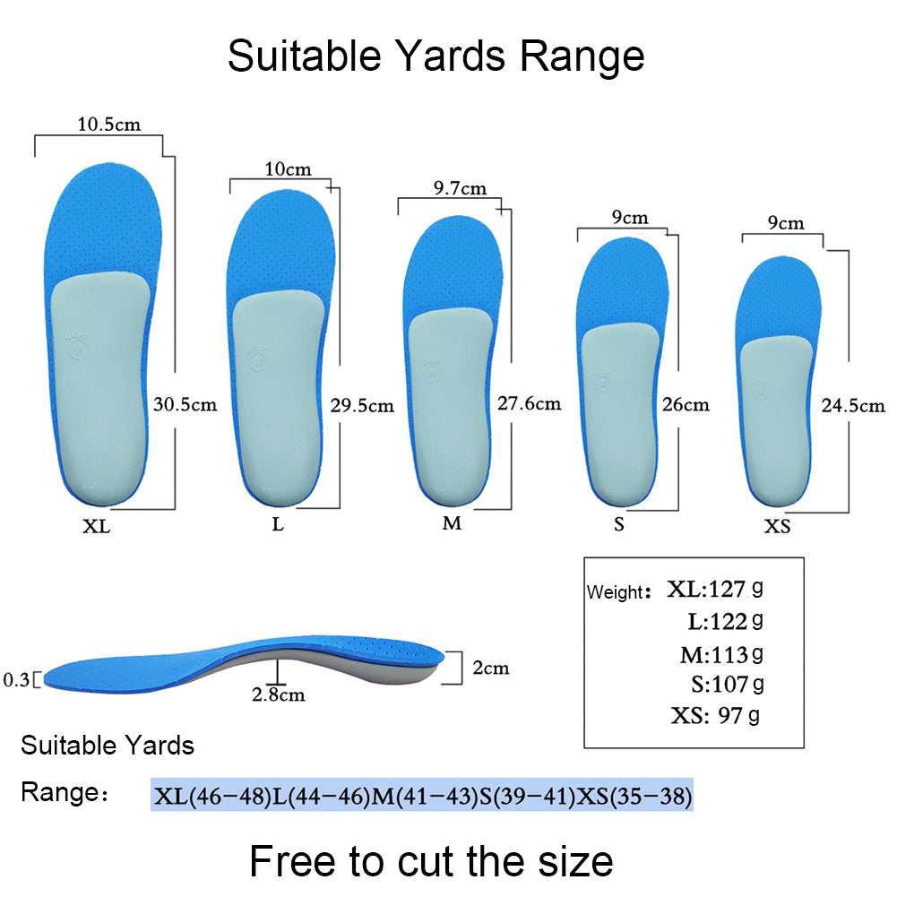 Men Women Flat Feet Orthotic Arch Support Full Length Cushion Pad Shoe Insoles