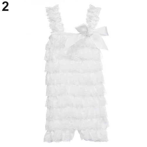 Girls' Lovely Cutie Bowknot Lace Ruffle Petti Toddler Baby Sling Romper Jumpsuit