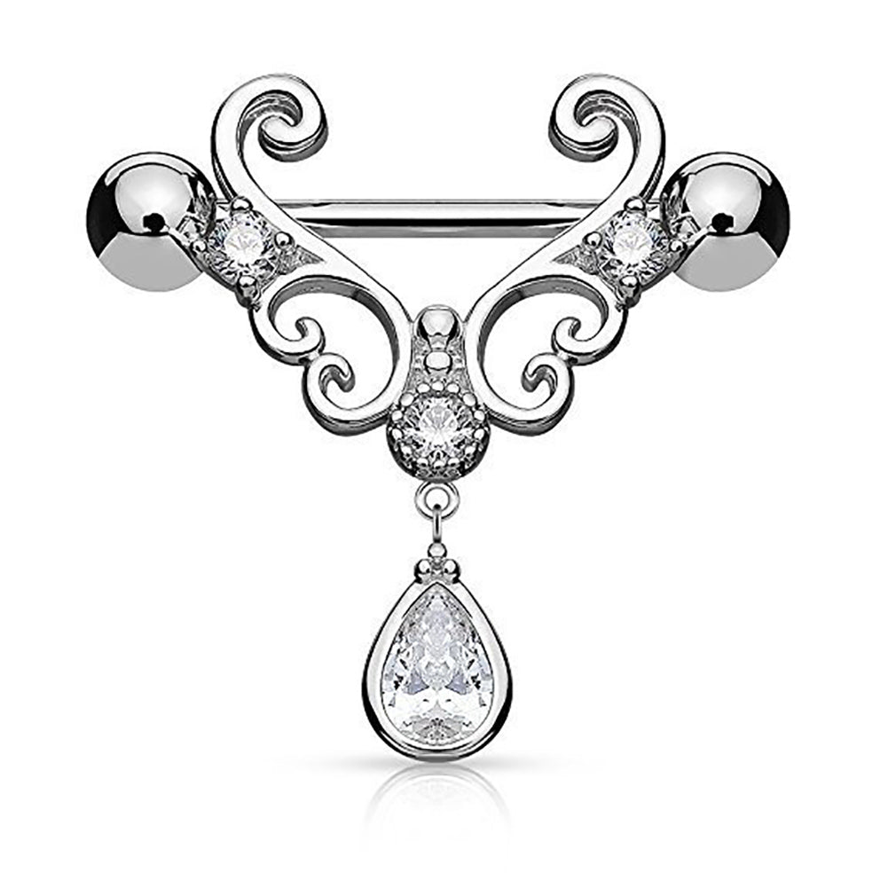 Fashion Sexy Nipple Ring Rhinestone Dangle Chain Body Piercing Barbell Jewelry