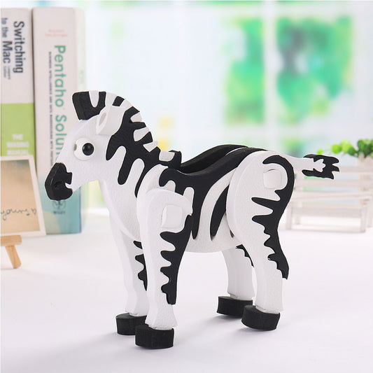 3D Zebra EVA Foam DIY Assembly Building Block Puzzle Toy Kids Educational Game