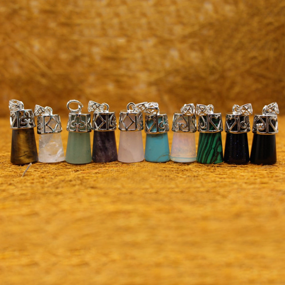 Vintage Cylinder Crystal Faux Gemstones Pendant for Necklace DIY Jewelry Making