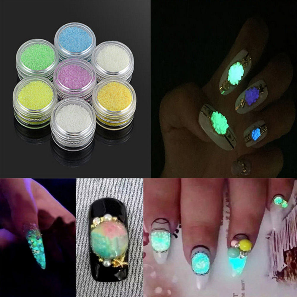 Glitter Beauty Nail Art Luminous Powder Sticker Acrylic Manicure Tips DIY Decor