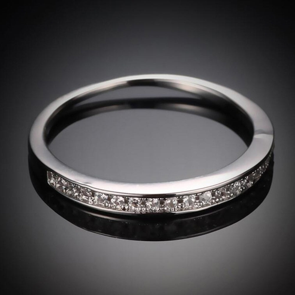 Fashion Women's Jewelry White Zircon Inlay Wedding Band Engagement Ring Gift