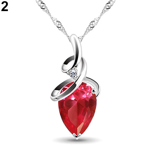 Women's Twist Waterdrop Zircon Pendent Chain Choker Charm Necklace Jewelry