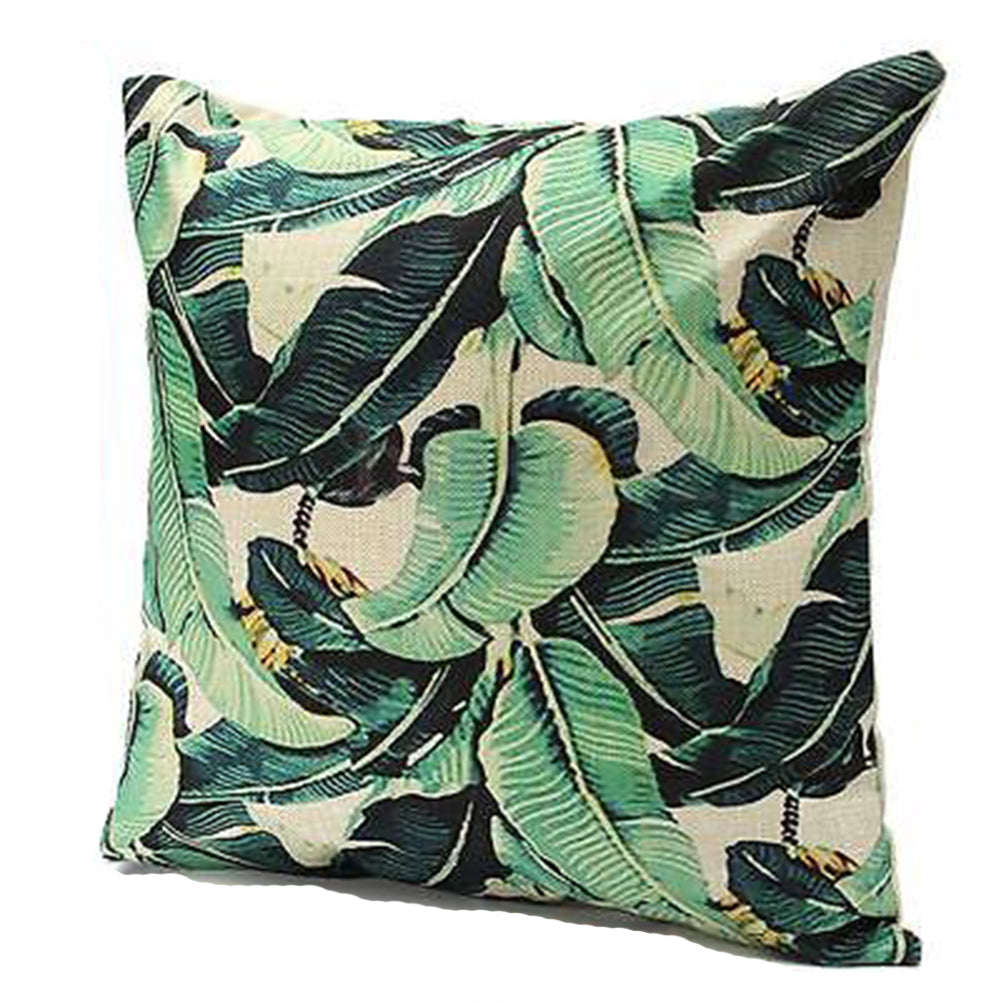 18inch Green Leaf Linen Cushion Cover Throw Pillow Case Sofa Home Decoration