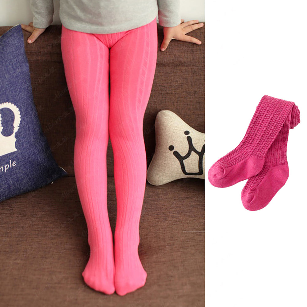 Kids Girls Solid Color Warm Cotton Pantyhose Dance Long Socks Stockings Leggings