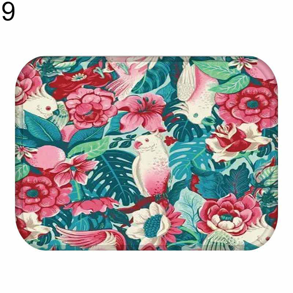 40*60cm Living Room Flower Print Rug Doormat Anti-skid Floor Carpet Home Decor