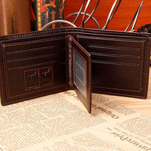 Men's Faux Leather Bifold Credit Card Slots Wallet