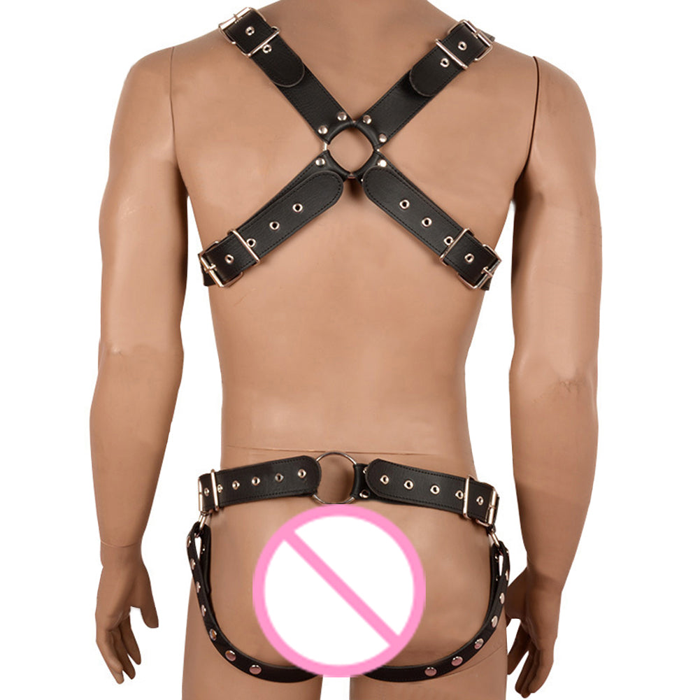 Faux Leather Bondage Slave Restraint Straps Men Chest Harness Adult Sex Toy
