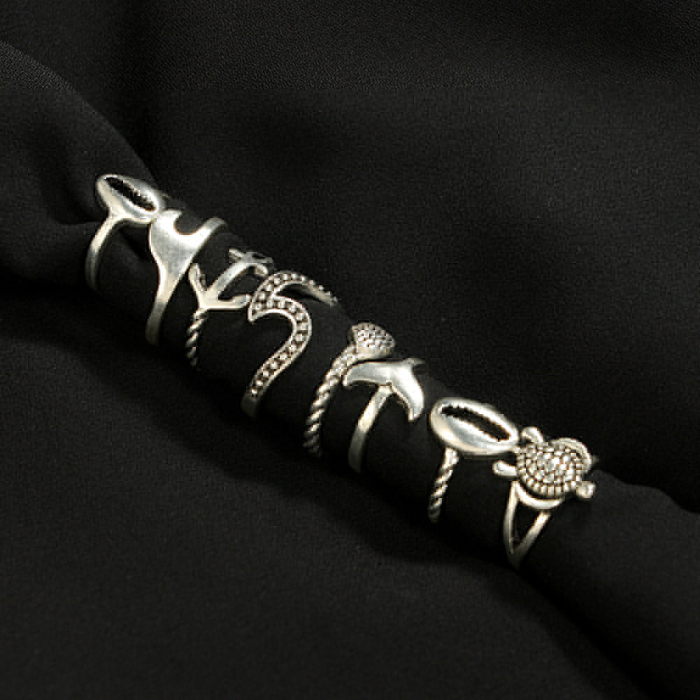 8Pcs/Set Women Fashion Boho Turtle Knuckle Ring Charming Gift Set Stacking