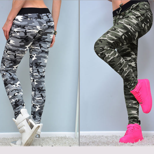 Women's Fashion Camouflage Skinny Leggings Stretch Slim Pencil Pants Trousers