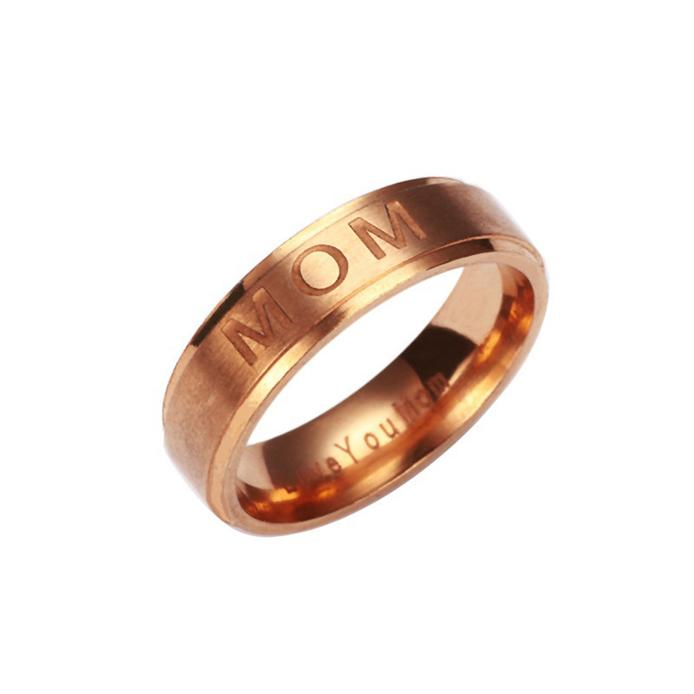 Fashion Mom Dad Stainless Steel Carving Ring Gift Party Wedding Cocktail Jewelry